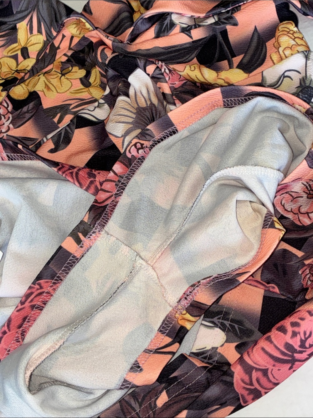 Floral Peach & Black Tie-Front Romper Shorts - Picture 11 of 14